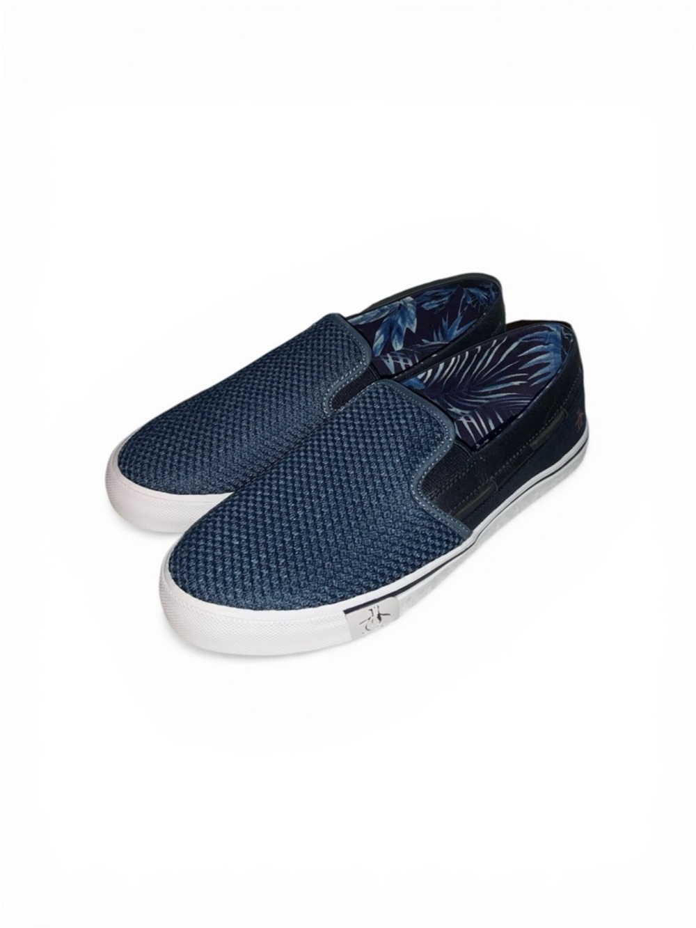Original Penguin Navy Woven Slip-On Loafers with White Sole
